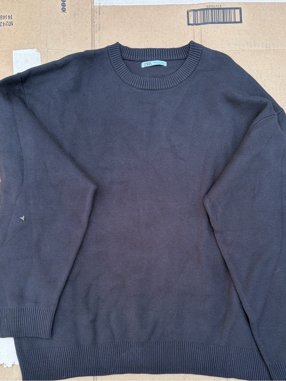 Zara Men Black Crew Neck Knit Sweater